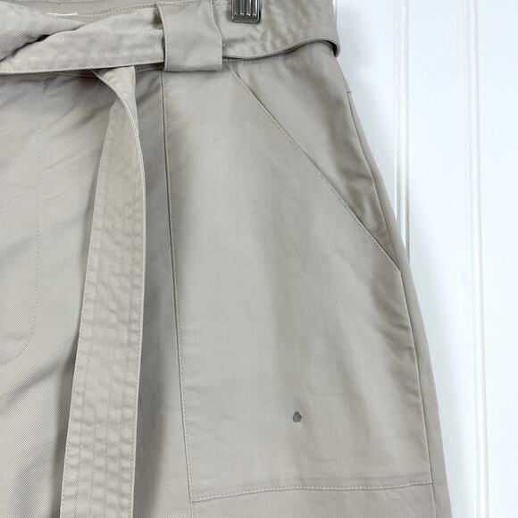 Ted Baker 3 Belted Trouser‎ Womens 8/10 Barrel Leg Ankle Belted Cuffed Tan FLAW - Picture 8 of 16